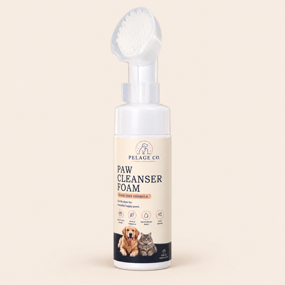 Pelage Co. Paw Cleanser Foam bottle with built-in brush head